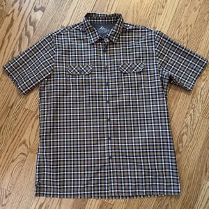 Croft & Barrow Men's XLT Quick Dry Plaid Button Up Brown Shirt Fishing Outdoor